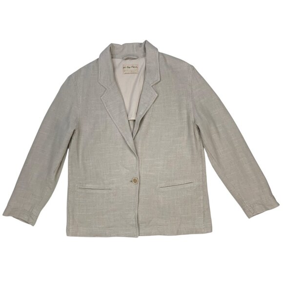 Free People We The Free Beckett Boyfriend Blazer S Cream Linen Blend Relaxed Fit - Picture 12 of 12